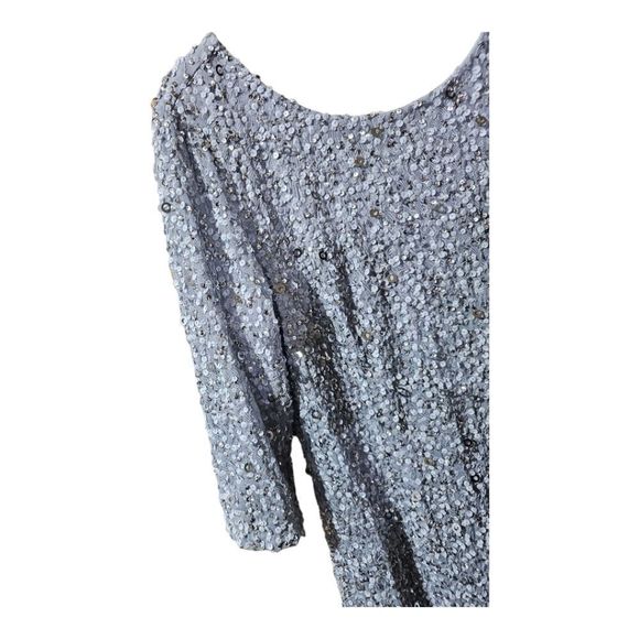 SOLD!!ADRIANNA PAPELL Light Blue Sequin 3/4 Sleeve Gown - Size 16 NWT - Picture 10 of 14
